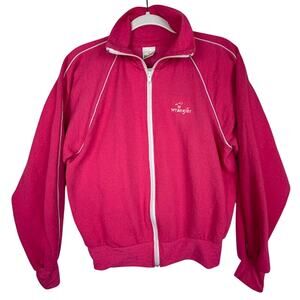 VTG 70s WRANGLER Rainbow Tag Pink Track Jacket Full Zip Retro Sportswear Large